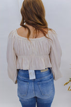 Load image into Gallery viewer, All Love Tie Front Peplum Crop Top- Cream

