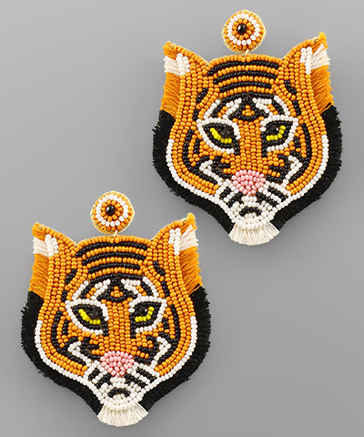 Tiger Face Bead Earrings