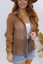 Load image into Gallery viewer, Cool Girl Novelty Button Up- Brown
