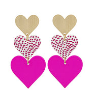 Load image into Gallery viewer, Triple Heart Color Coated Metal Earrings
