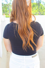 Load image into Gallery viewer, Samie Short Sleeve Tie Detail Bodysuit- Black
