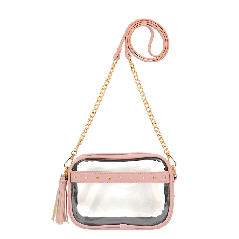 Clear Crossbody with Tassel-Rose