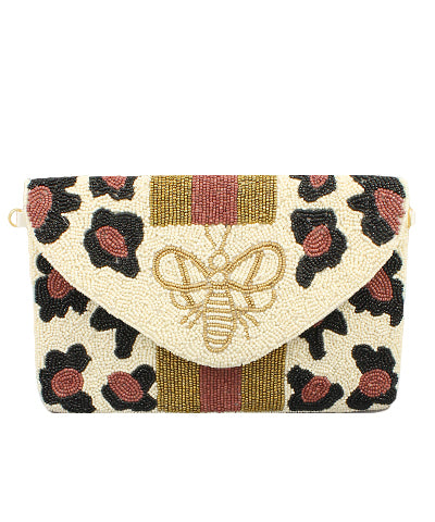 Bee Cheetah Seed Bead Clutch