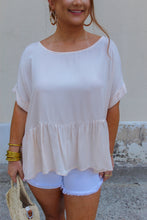 Load image into Gallery viewer, Leah Short Sleeve Babydoll Top- Beige

