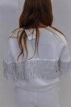 Load image into Gallery viewer, Dazzling Rhinestones Fringe Sweat Top- White
