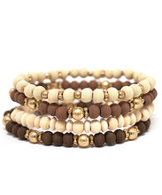 Load image into Gallery viewer, 4 Row Wood Ball Bracelet
