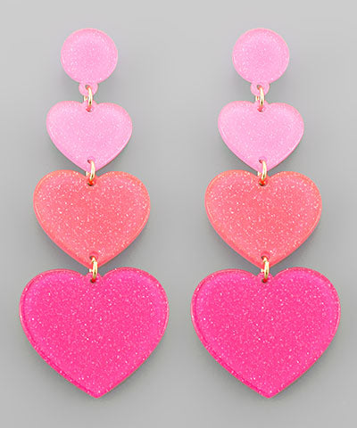 3 Heart Dangle Earrings
