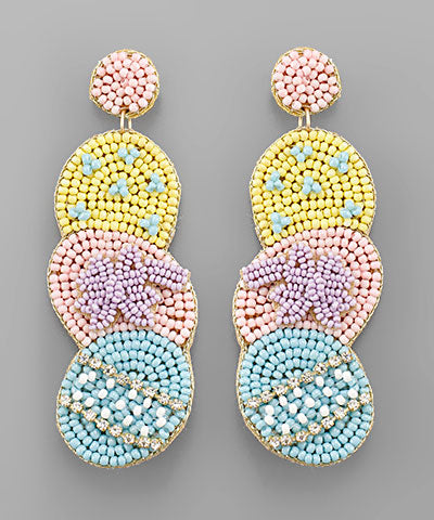 Multi Color Oval Drop Beaded Earrings