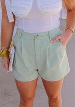 Load image into Gallery viewer, Pick Me Pleated Detail Shorts- Sage
