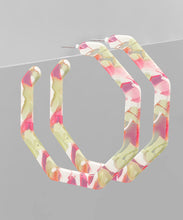 Load image into Gallery viewer, Octagon Acrylic Open Hoops
