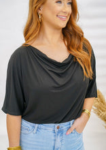 Load image into Gallery viewer, Alena Cowl Neck Drop Shoulder Bodysuit- Black
