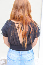Load image into Gallery viewer, All Mine Ruffled Tie Crop Top- Black
