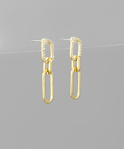 Brass Oval Linked Earrings