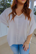 Load image into Gallery viewer, Adalee Kimono Sleeve V Neck Blouse- Cream

