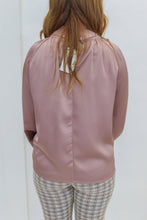 Load image into Gallery viewer, Wishful Mock Neck Satin Blouse- Mauve
