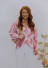 Load image into Gallery viewer, Marble Print Button Down Shirt- Rose
