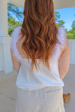 Load image into Gallery viewer, Lets Go Girls Cowl Neck Fur Trim Cami-White
