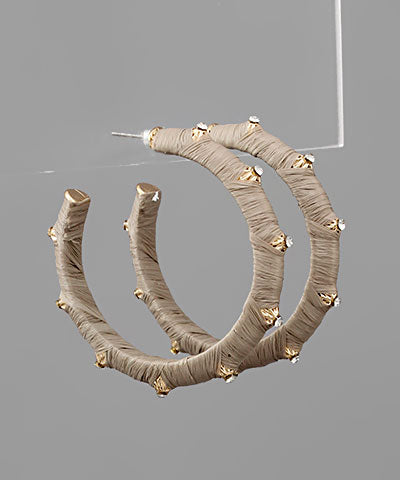 Crystal Deco Raffia Wrap Hoops