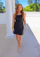 Load image into Gallery viewer, Late Nights Halter Tie Mini Dress- Black
