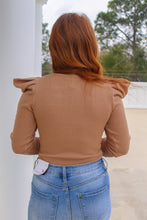 Load image into Gallery viewer, Gretchen Structured Puff Sleeve Deep V Bodysuit- Camel
