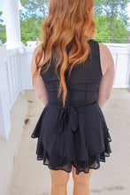 Load image into Gallery viewer, Kristina V Neck Tiered Ruffle Romper- Black
