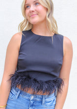 Load image into Gallery viewer, Eyes On You Feathered Crop Top- Black
