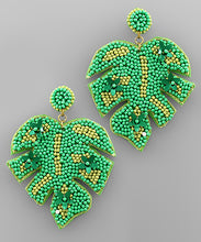 Load image into Gallery viewer, Flower &amp; Bead Leaf Earrings

