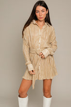 Load image into Gallery viewer, Night Shine Pleaded Shirt Dress- Gold
