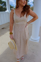Load image into Gallery viewer, Manny Floral Ruffle Midi Dress- Taupe
