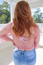 Load image into Gallery viewer, Godwin Polka Dot Mesh Sleeve Smocked Crop Top- Pink
