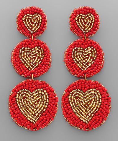 3 Heart Disk Earrings