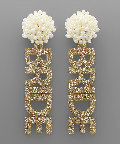 BRIDE Acrylic & Pearl Earrings