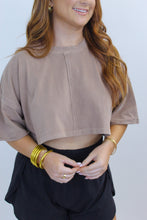 Load image into Gallery viewer, Pima Cotton Cropped Top- Mocha
