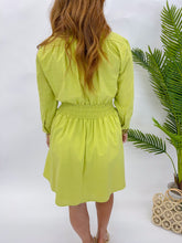 Load image into Gallery viewer, Pure Sweetness Smocked Mini Dress- Lime
