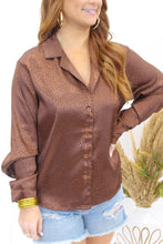 Load image into Gallery viewer, Sweetest Song Leopard Satin Top- Brown
