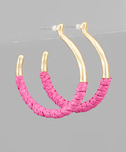 Load image into Gallery viewer, Raffia Wrapped Circle Hoops
