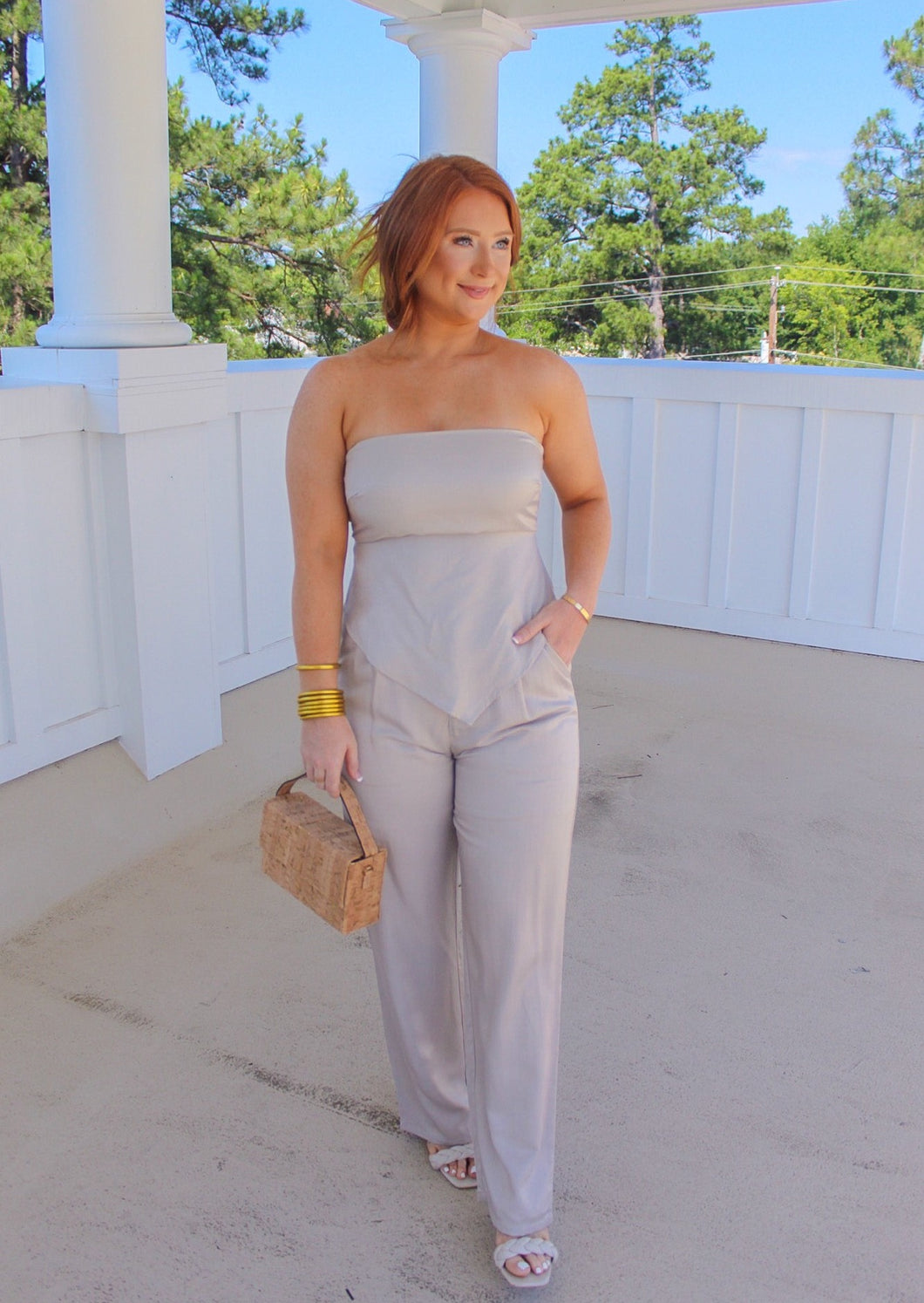 Greece Pleated Crop Pants- Stone