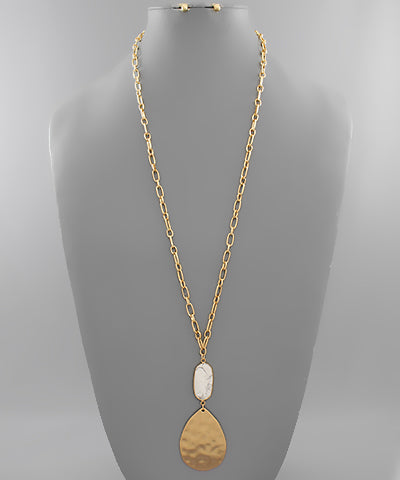 Stone & Teardrop Necklace
