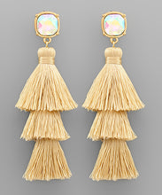 Load image into Gallery viewer, Bead &amp; 3 Layer Tassel Earrings

