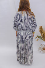 Load image into Gallery viewer, Zippy Tiered Maxi Dress- Zebra
