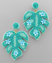 Load image into Gallery viewer, Flower &amp; Bead Leaf Earrings
