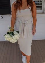 Load image into Gallery viewer, Real Feelings Tie Midi Dress- Beige
