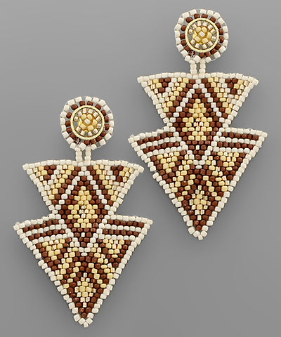 Patterned 2 Traiangle Bead Earrings