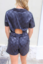 Load image into Gallery viewer, Speed Girl Checkered Satin Shorts- Black
