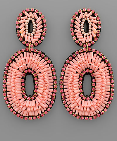 Bugle Bead Oval Earrings