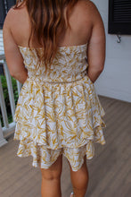 Load image into Gallery viewer, Treat Me Right Floral Ruffled Romper- Mustard
