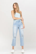 Load image into Gallery viewer, Beverley Super High Rise Distressed Crop Straight Jeans- Light Wash
