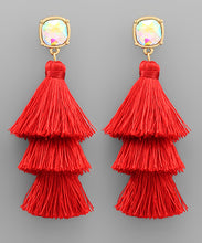 Load image into Gallery viewer, Bead &amp; 3 Layer Tassel Earrings

