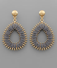 Load image into Gallery viewer, Raffia Wrapped Teardrop Earrings
