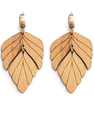 Load image into Gallery viewer, Wooden Leaf Earrings
